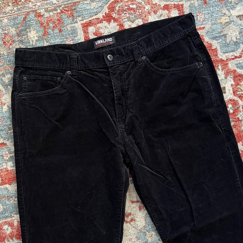 Kirkland Mens Size 38 x 32 Black Corduroy Casual Dress Street Pants Straight Leg